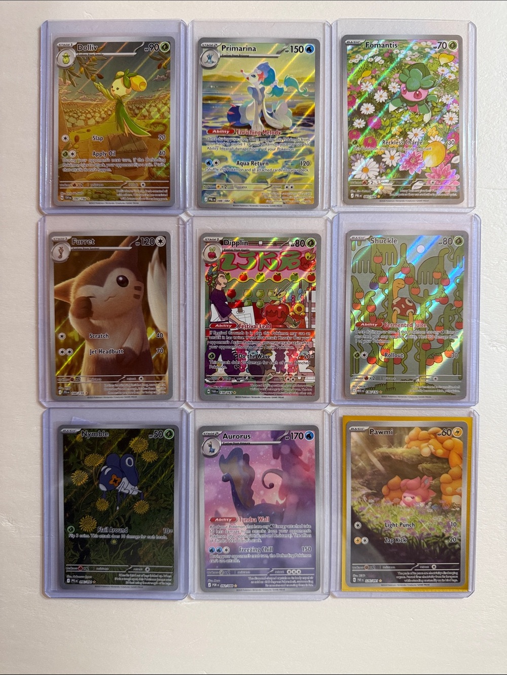 Pokemon Holographic Card Lot — Gold, Blue, Green, Pink, Purple